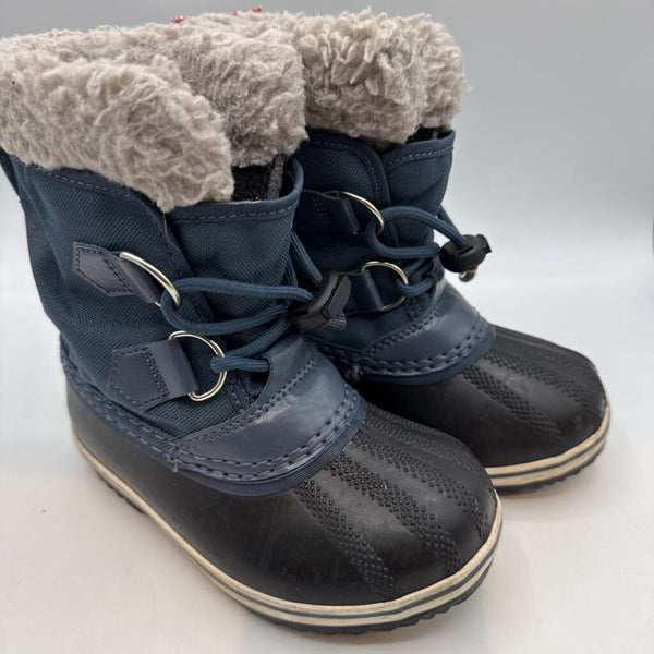 Size 10: SoreL Blue/Black Sherpa Lined Toggle Snow Boots