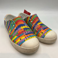 Size 12: Native Rainbow Print Perforated Slip-On Shoes