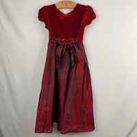 Size 5: Jona Michelle Red/Black Shimmer Floral Embellished Velour Fancy Dress