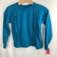 Size 8 (130): Hanna Andersson Blue Ruffle Trim Sweatshirt