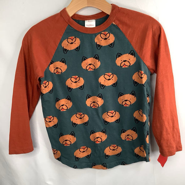 Size 8 (130): Hanna Andersson Blue/Brown Dogs Long Sleeve Shirt