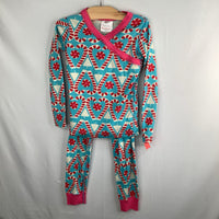 Size 5 (110): Hanna Andersson Blue/Red/Pink Candy Cane Organic Cotton 2pc Holiday PJs