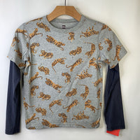 Size 10: Tea Grey/Orange Tigers Long Sleeve Shirt