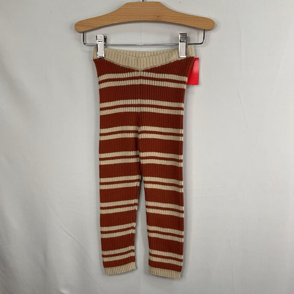 Size 2-3: Wild Wawa Orange/Beige Striped Cable Knit Leggings