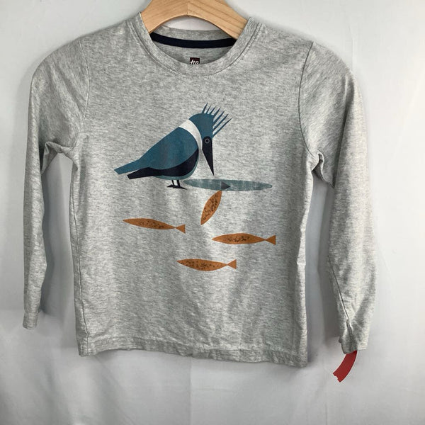 Size 7: Tea Grey/Blue Bluejay Long Sleeve Shirt