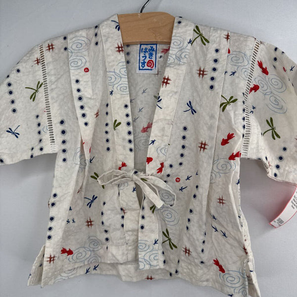 Size 2: Miki House White/Colorful Waterside Print Kimono