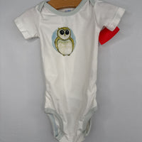 Size 6-9m: Global Bambini White/Green Owl Onesie