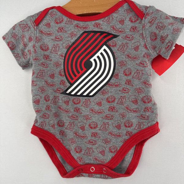 Size 3-6m: NBA Grey/Red Portland Trailblazers Print Onesie