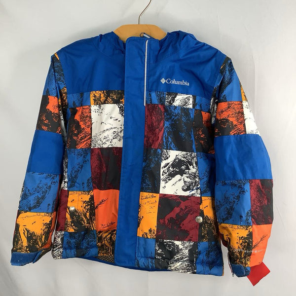 Size 4: Columbia Mighty Mogul II Blue/Colorful Mountain Print Omni Heat Coat