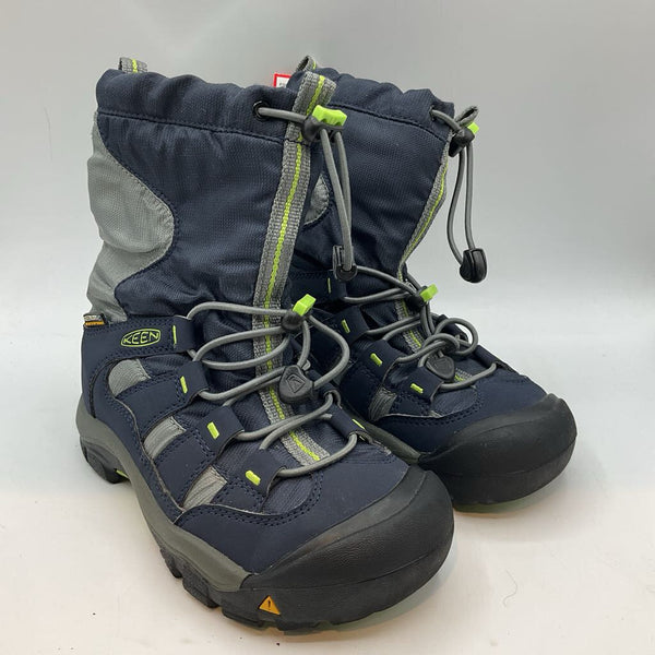 Size 1Y: Keen Navy/Grey/Green Trim Fleece Lined Toggle Snow Boots NEW