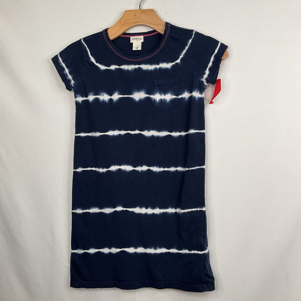 Size 7: Crewcuts Navy/White Tie-Dye Striped Dress