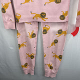 Size 6-7: Hanna Andersson Pink/Yellow Lions Organic Cotton 2pc PJs