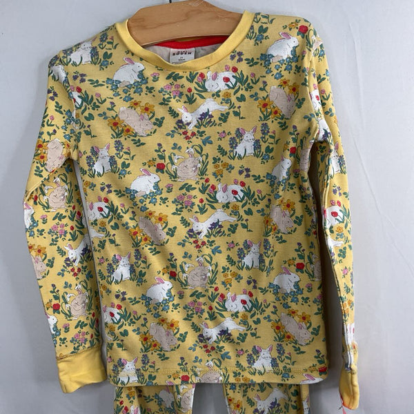 Size 7: Boden Yellow/Colorful Floral Bunnies 2pc PJs