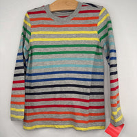 Size 4-5: Primary Grey/Rainbow Striped Long Sleeve Shirt