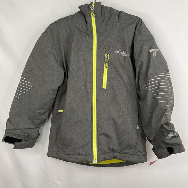 Size 6-7: Columbia Grey/Neon Green Trim Fleece Lined Omni-Heat Coat