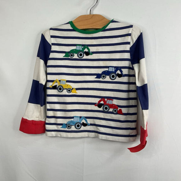 Size 2-3: Boden White/Blue/Colorful Tractors Long Sleeve Shirt REDUCED