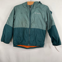 Size 4: Columbia Two Tone Blue Dino Spikes Fleece Lined Rain Coat