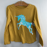 Size 6-7: Gap Yellow/White/Opalescent Sequin Unicorn Long Sleeve Shirt