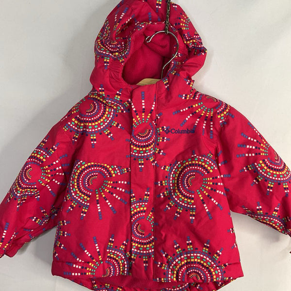 Size 6-12m: Columbia Pink/Colorful Sun Print Fleece Lined Poly Fill Coat