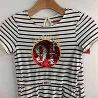 Size 7-8: Boden Navy/White/Red Platform 9 3/4 Sequin Dress