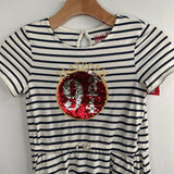 Size 7-8: Boden Navy/White/Red Platform 9 3/4 Sequin Dress