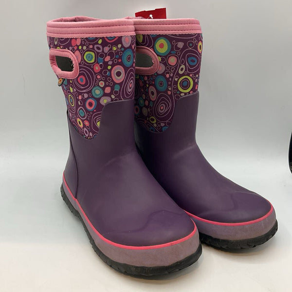 Size 1Y: Bogs Purple/Colorful Print Insulated -22* Rain Boots