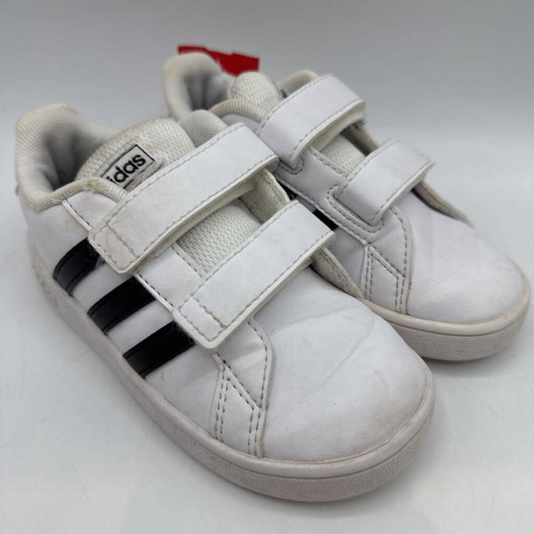 Size 8.5: Adidas White/Black Velcro Strap Sneakers