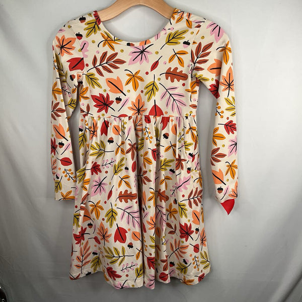 Size 8 (130): Hanna Andersson Colorful Autumn Leaves Long Sleeve Dress