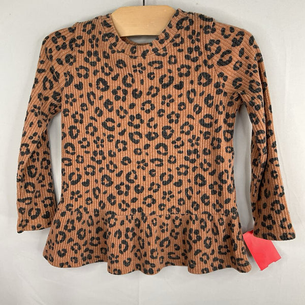 Size 3: Cat & Jack Brown/Black Leopard Print Ribbed Long Sleeve Top