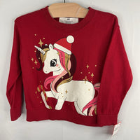 Size 3-4: H&M Red/White/Gold Christmas Unicorn Sweatshirt