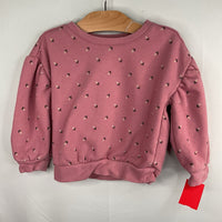 Size 4: Gap Pink/Creme/Black Floral Puff Sleeve Sweatshirt