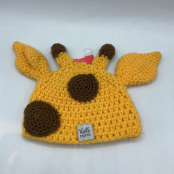 Size OS Infant: Hello Nunu Yellow/Brown Giraffe Knit Baby Hat