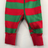 Size 0-6m (50): Hanna Andersson Red/Green Striped Organic Cotton 1pc Zip-Up Holiday PJs