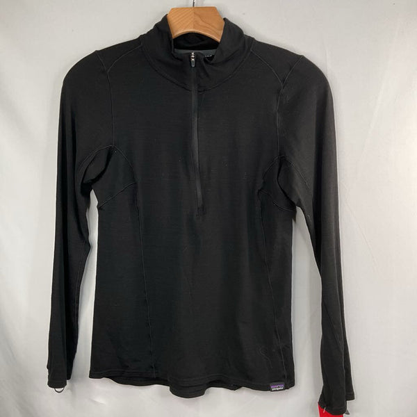 Size 5-6: Patagonia Black Merino Wool 1/4 Zip Base Layer Shirt REDUCED