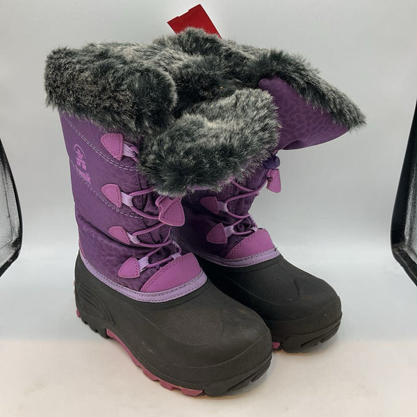 Size 3Y: Kamik Purple/Black Faux Fur Lined Toggle Snow Boots