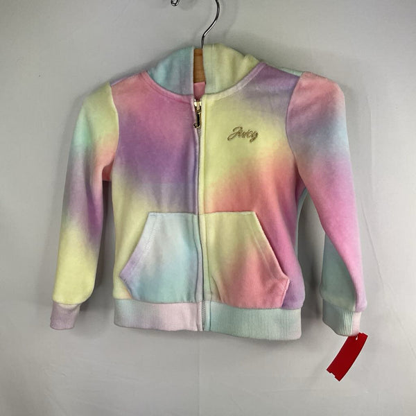 Size 2: Juicy Couture Colorful Tie-Dye Terry Cloth Zip-Up Hoodie