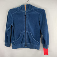 Size 3 (90): Hanna Andersson Blue Velour Zip-Up Hoodie