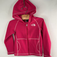 Size 3: The North Face Pink/White Stitching Hooded Fleece Zip-Up Coat