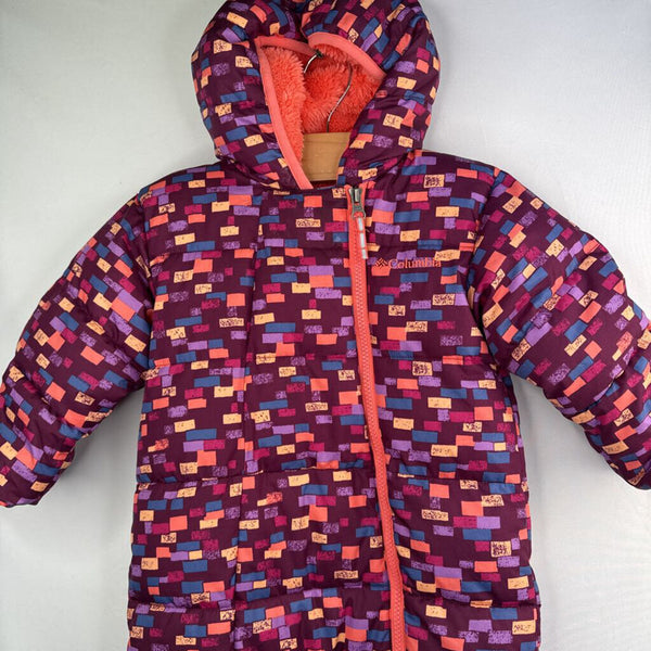 Size 12-18m: Columbia Purple/Colorful Rectangles Fleece Lined Puffy Bunting