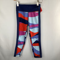 Size 4 (100): Hanna Andersson Blue/Red/Purple Geometric Print Athletic Leggings