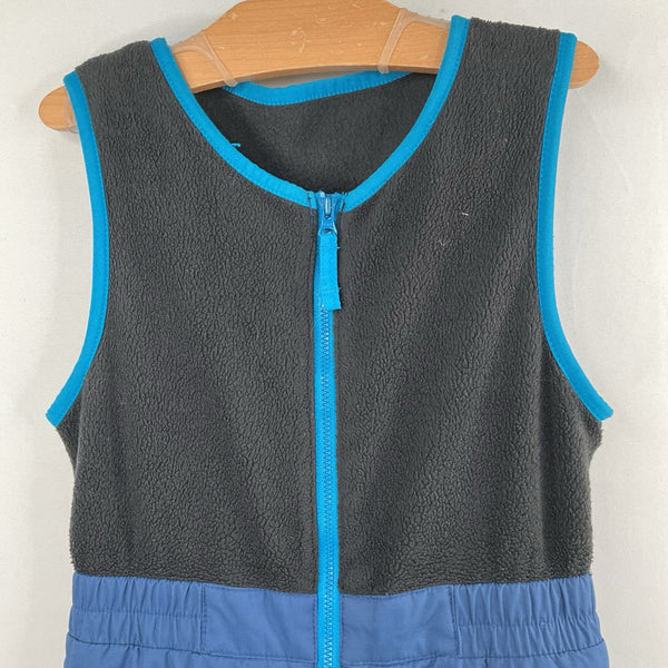 Size 4-5: Columbia Blue/Black Fleece Upper Snow Bib