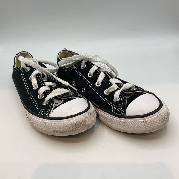 Size 1Y: Converse Black/White Lace-Up Sneakers