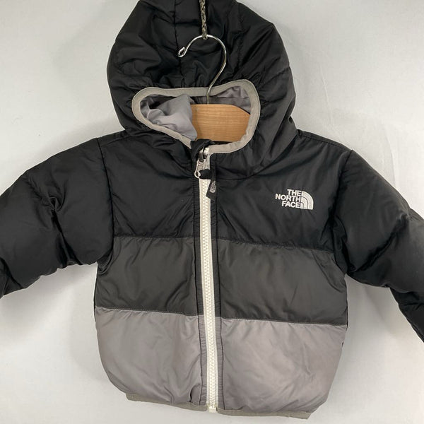 Size 6-12m: The North Face Black/Grey Down Reversible Puffer Coat