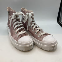 Size 4.5Y: Converse Pink Sparkle Lace-Up Platform Sneakers