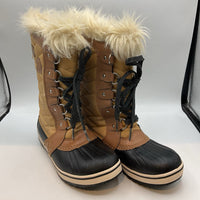 Size 1Y: Sorel Brown/Black Faux Fur Lined Lace-Up Snow Boots