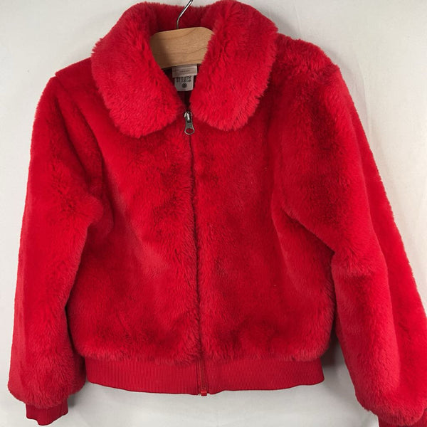 Size 6-7 (120): Hanna Andersson Red Faux Fur Bomber Jacket