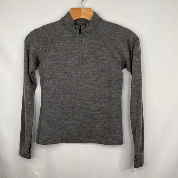 Size 10: Icebreaker Grey Merino Wool 1/4 Zip Pull Over Base Layer