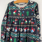 Size 4 (100): Hanna Andersson Navy/Green/Red Gnomes Flannel Holiday Dress