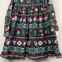 Size 4 (100): Hanna Andersson Navy/Green/Red Gnomes Flannel Holiday Dress