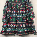 Size 4 (100): Hanna Andersson Navy/Green/Red Gnomes Flannel Holiday Dress